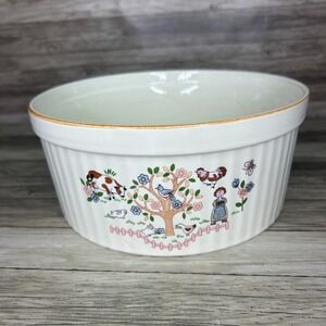 Jamestown Country Home Souffle Dish Cottage Farm Rustic Kitchen Bowl 8 inch 80s